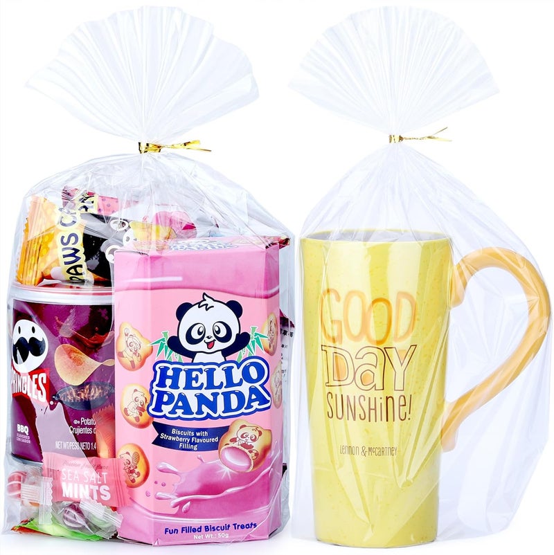 ZIMCEMS 50Pcs 8X12 inch Bottom Gusset Bags Clear Cellophane Gift Bags Plastic Gift Wrap Cello Bags for Party Favor Treats, Goodie,Bakery Cookie, Candy with 5" Twist Ties - Image 1